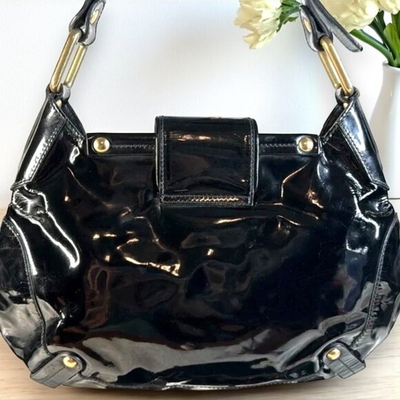 Salvatore Ferragamo Vintage Wicker Lock Patent Leather Shoulder bag with COA - Picture 6 of 14